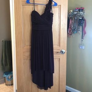 Eggplant high low one shoulder dress
